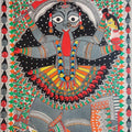 Religious madhubani traditional art titled 'Goddess Kali', 30x22 inches, by artist Mithilesh Jha on Paper
