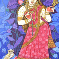 Religious acrylic painting titled 'Goddess Lakshmi', 40x24 inches, by artist Manisha Srivastava on Canvas