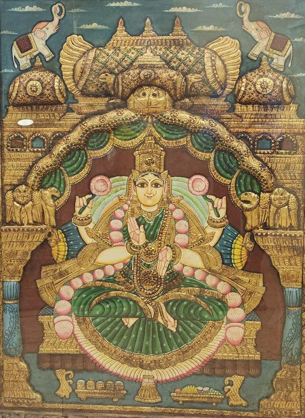 Goddess Saraswati Traditional Art by Tanjore | ArtZolo.com