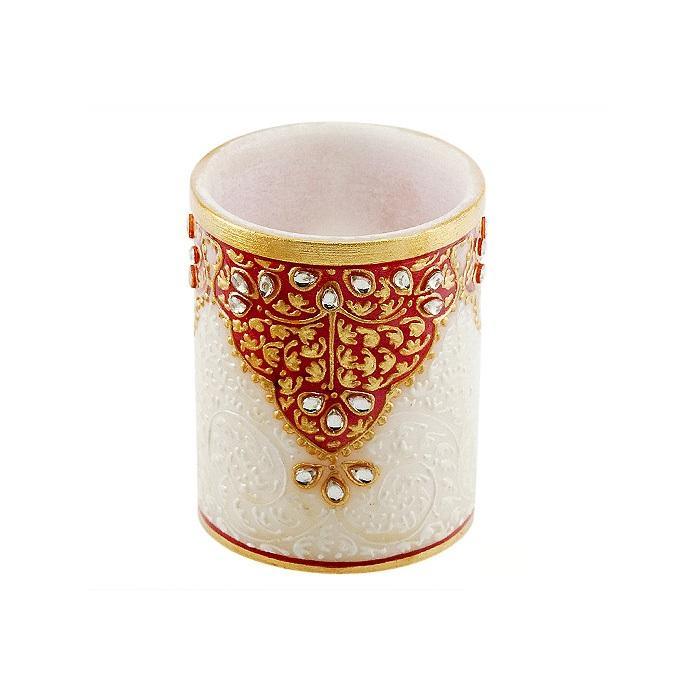 Gold Embossed Pen Stand Handicraft by Ecraft India | ArtZolo.com