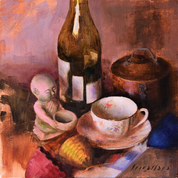 Gold Rim Tea Cup Painting by Amit Srivastava | ArtZolo.com