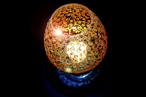 Gold Spirals Glass Art by Shweta Vyas | ArtZolo.com