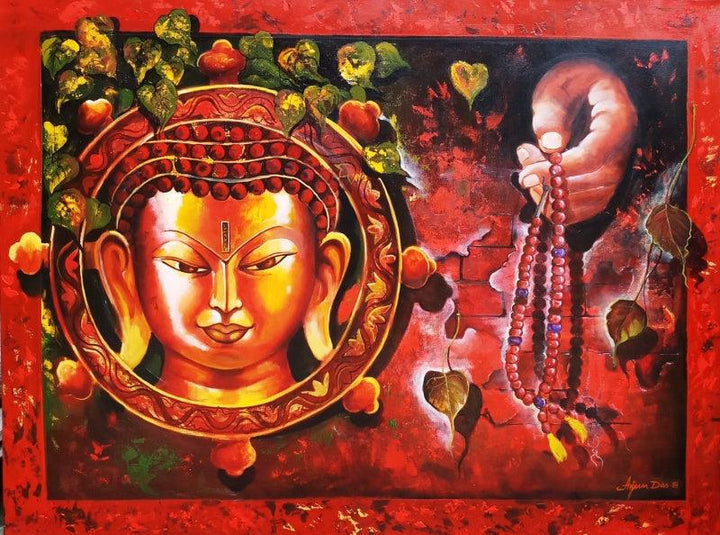 Golden Buddha Painting by Arjun Das | ArtZolo.com