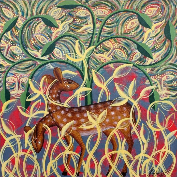 Golden Deer Painting by Kishore Sahoo | ArtZolo.com