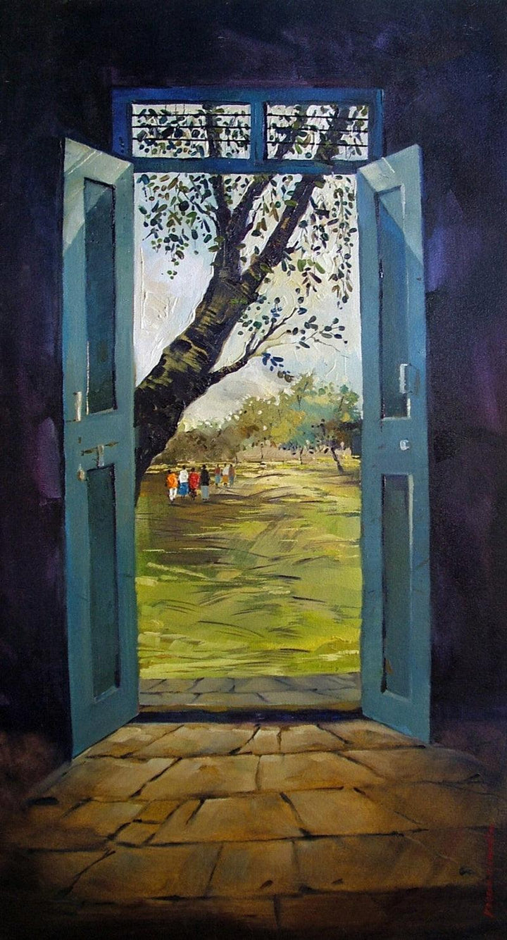 Golden Door Painting by Yogesh Lahane | ArtZolo.com