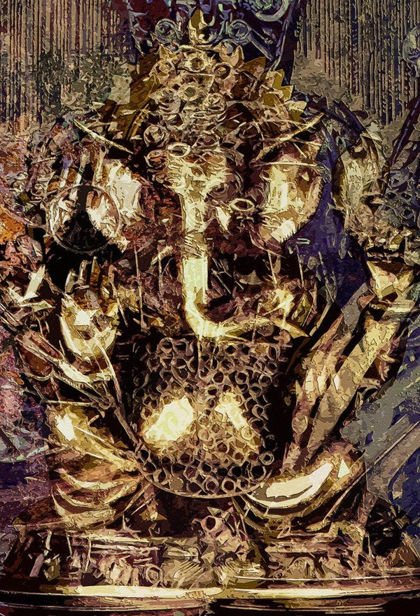 Golden Ganesha Painting by Anil Kumar | ArtZolo.com