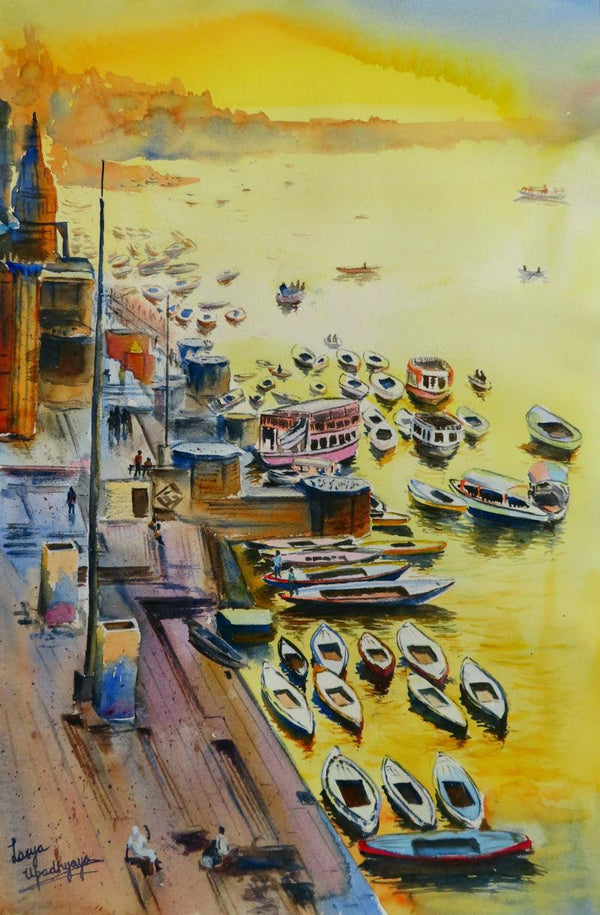 Golden Glow Varanasi Painting by Lasya Upadhyaya | ArtZolo.com