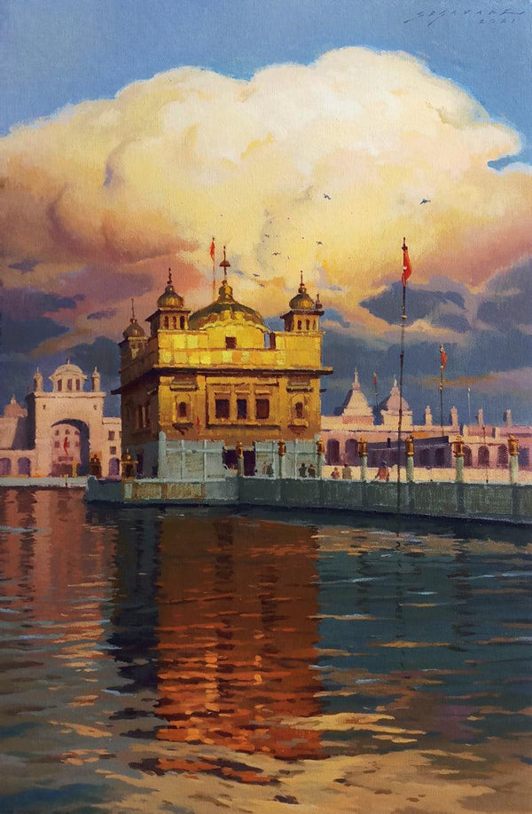 Golden Reflection Painting by Siddharth Gavade | ArtZolo.com