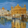 Religious oil painting titled 'Golden Temple', 36x51 inches, by artist Kamal Rao on Canvas