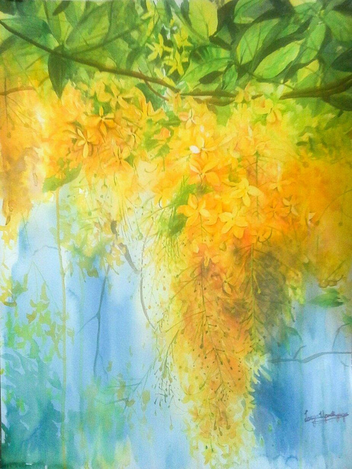 Golden Shower Painting by Lasya Upadhyaya | ArtZolo.com