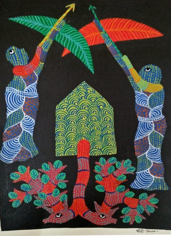 Gond 2 Traditional Art by Choti Gond Artist | ArtZolo.com