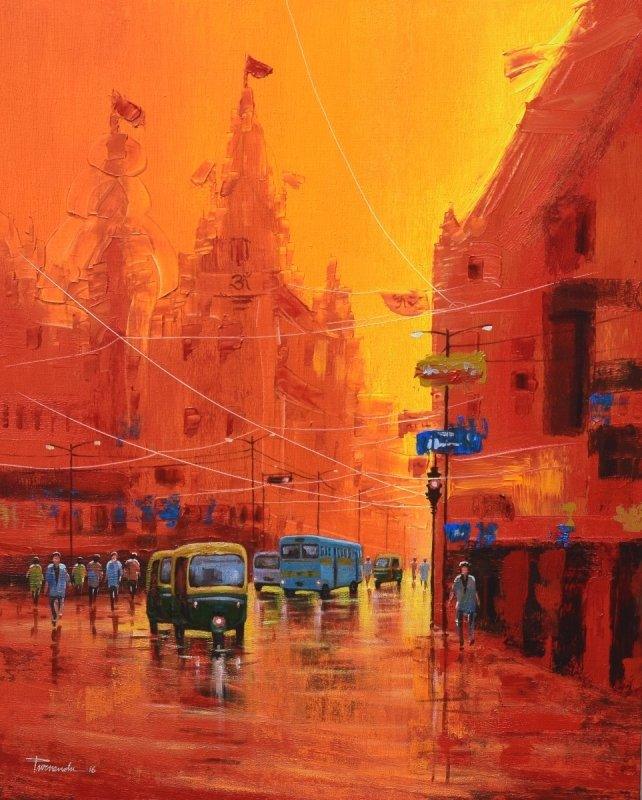 Good Morning Kolkata 7 Painting by Purnendu Mandal | ArtZolo.com