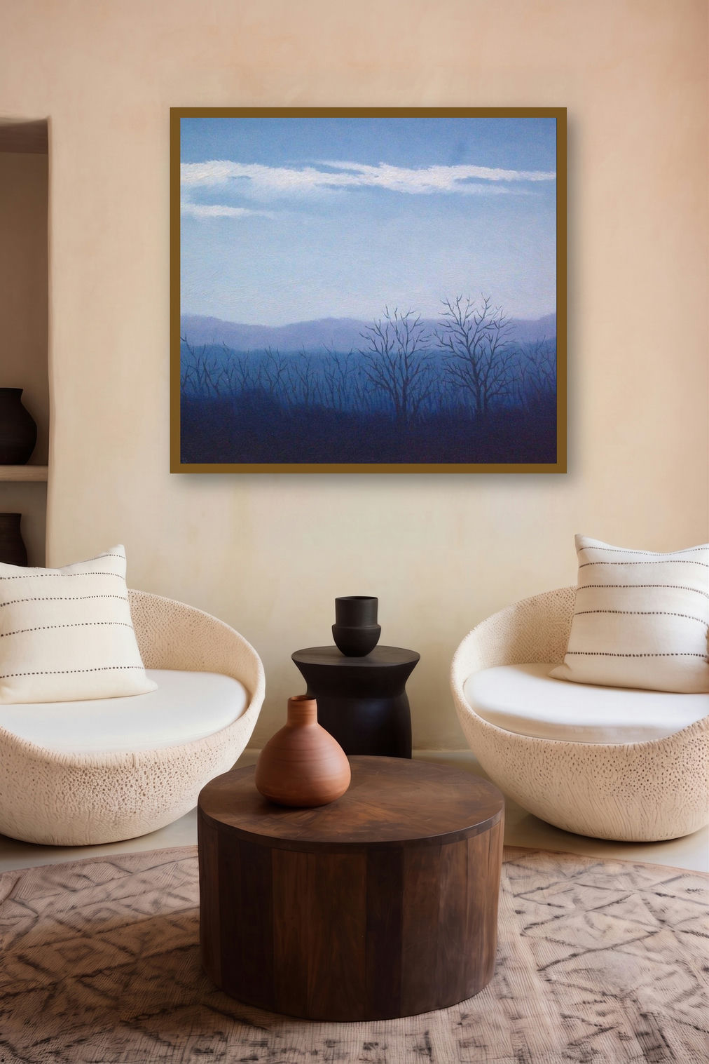 Good Morning (Serene Dawn) by artist Fareed Ahmed displayed in a Modern gallery