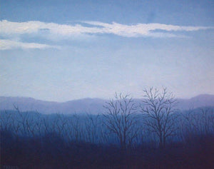 Good Morning (Serene Dawn) by Fareed Ahmed, Original Oil Landscape Painting on Canvas Board, Small Horizontal Wall Art