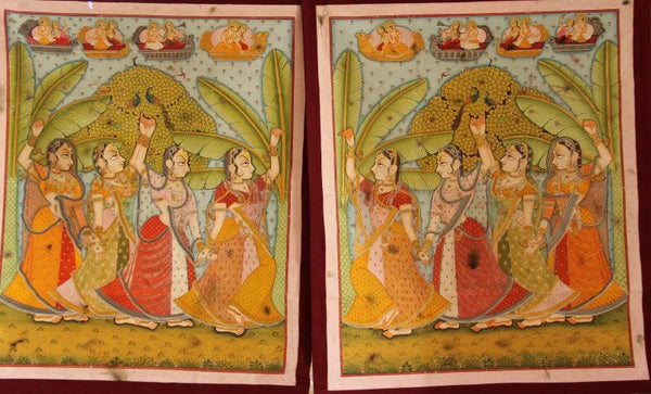 Gopika Pannel Pichwai Painting Traditional Art by Yugdeepak Soni | ArtZolo.com