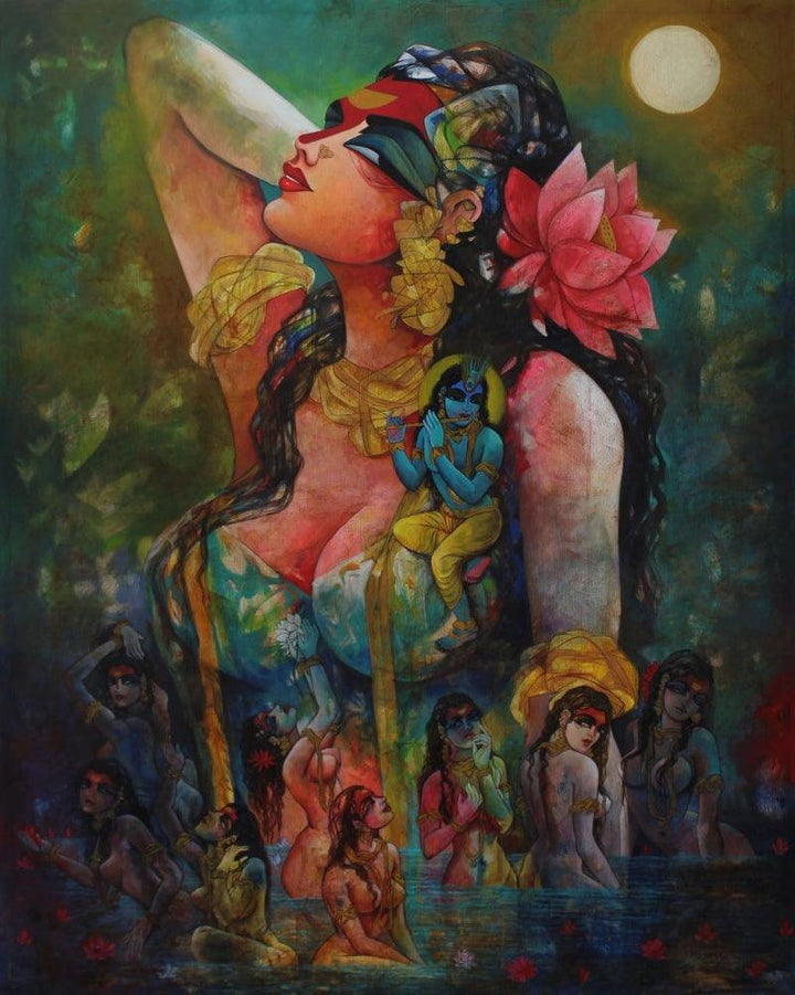 Gopika Vastrapharanam Painting by N P Rajeshwarr | ArtZolo.com