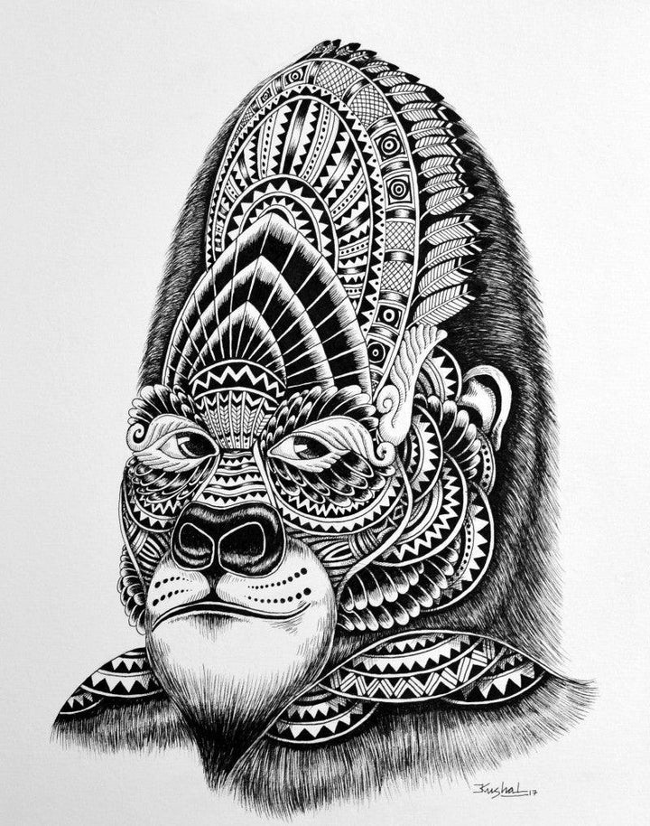 Gorilla Drawing by Kushal Kumar | ArtZolo.com