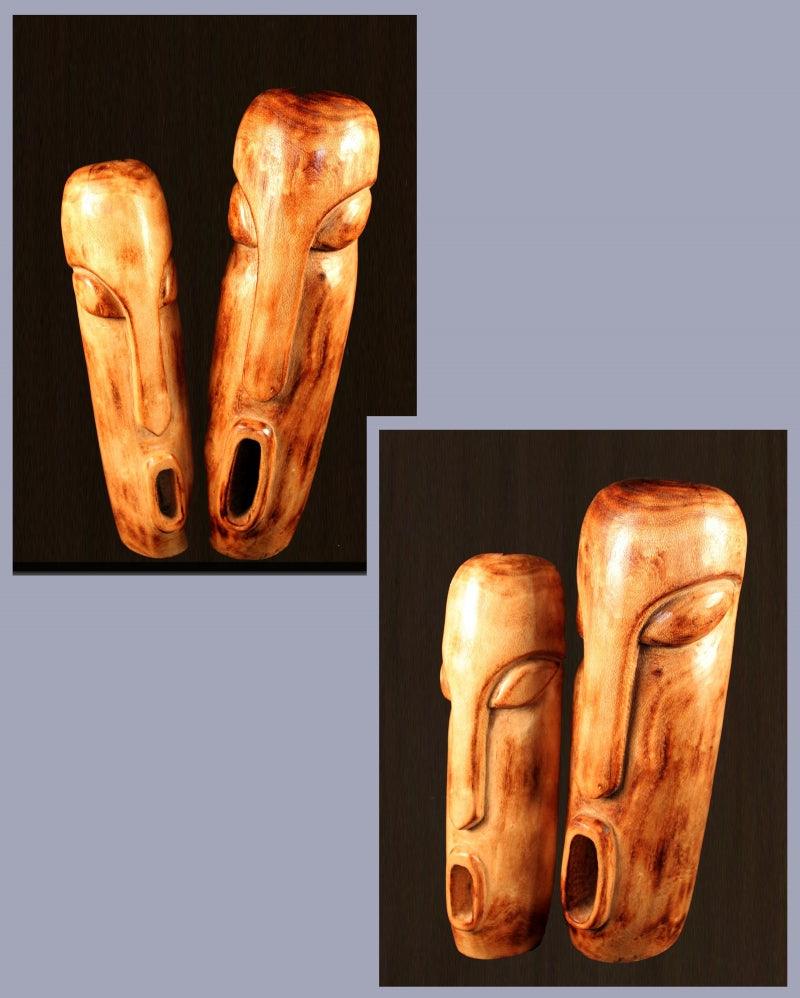 Figurative sculpture titled 'Gossip', 15x10x5 inches, by artist Sultan Alam on Wood