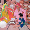 Figurative acrylic painting titled 'Gossip', 30x36 inches, by artist Gopal Nandurkar on Canvas