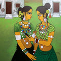 Figurative acrylic painting titled 'Gossiping', 36x48 inches, by artist GAJRAJ  CHAVAN on Canvas
