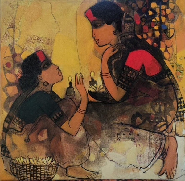 Gossiping Women 3 Painting by Sachin Sagare | ArtZolo.com