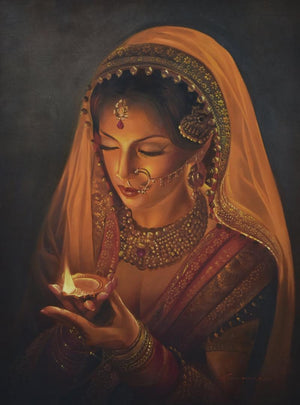 Figurative oil painting titled 'Grace', 36x48 inches, by artist Kamal Rao on Canvas