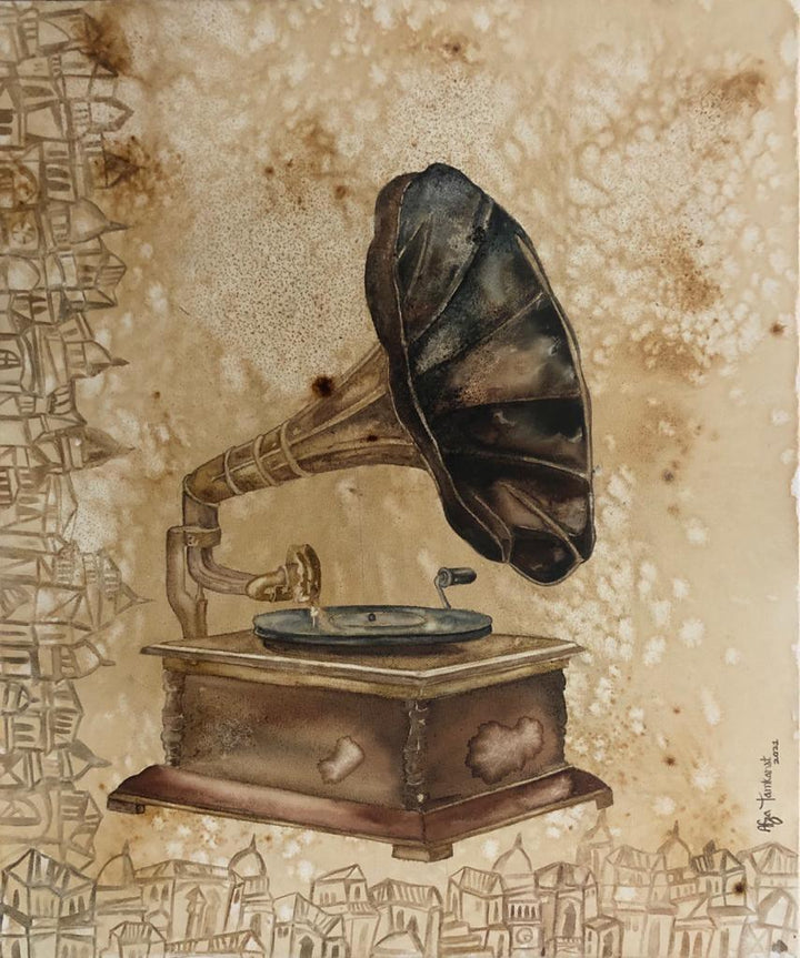 Gramophone Painting by Afza Tamkanat | ArtZolo.com