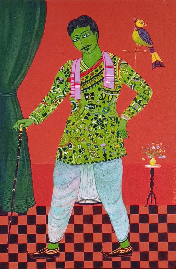 Green Man Painting by Bhaskar Lahiri | ArtZolo.com
