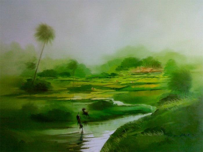 Green Nature I Painting by Narayan Shelke | ArtZolo.com