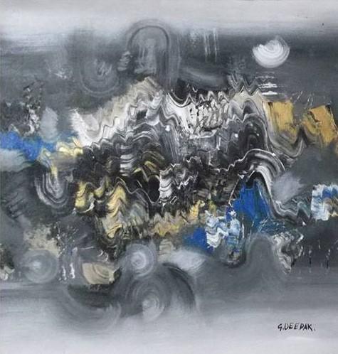 Grey Abstract Ii Painting by Deepak Guddadakeri | ArtZolo.com