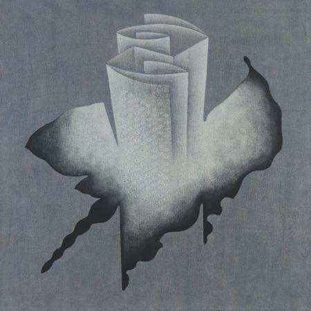 Grey Fold Abstract Painting by Santosh More | ArtZolo.com