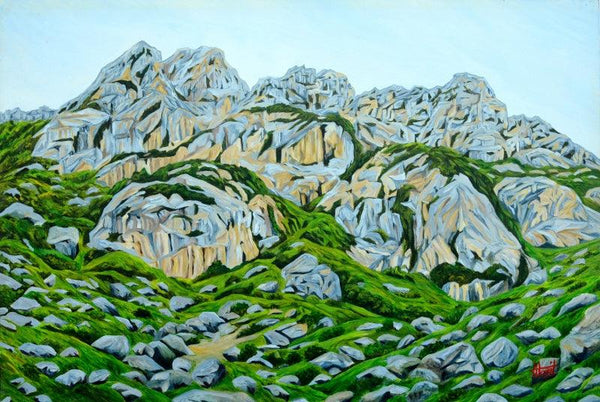 Grey Mountains Painting by Ajay Harit | ArtZolo.com
