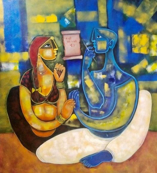 Gujarati Lovers Painting by Amit Rajvanshi | ArtZolo.com
