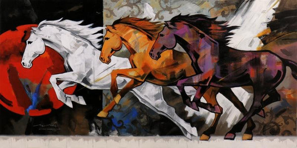 Horse Series 153 Painting by Devidas Dharmadhikari | ArtZolo.com