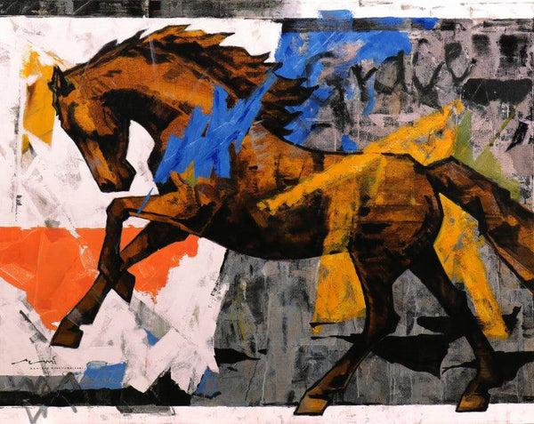 Horse Series 177 Painting by Devidas Dharmadhikari | ArtZolo.com