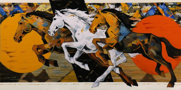 Horse Series 217 Painting by Devidas Dharmadhikari | ArtZolo.com