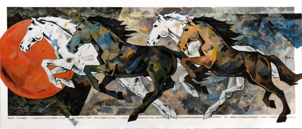 Horse Series 226 Painting by Devidas Dharmadhikari | ArtZolo.com