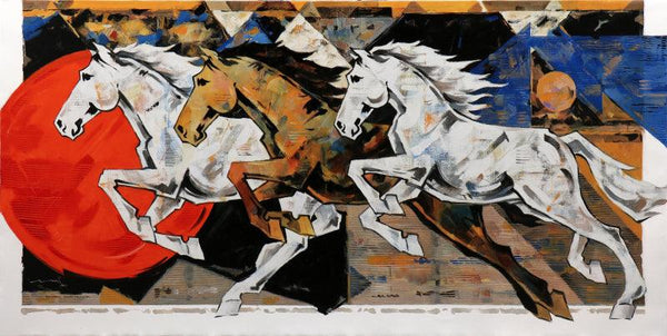 Horse Series 229 Painting by Devidas Dharmadhikari | ArtZolo.com
