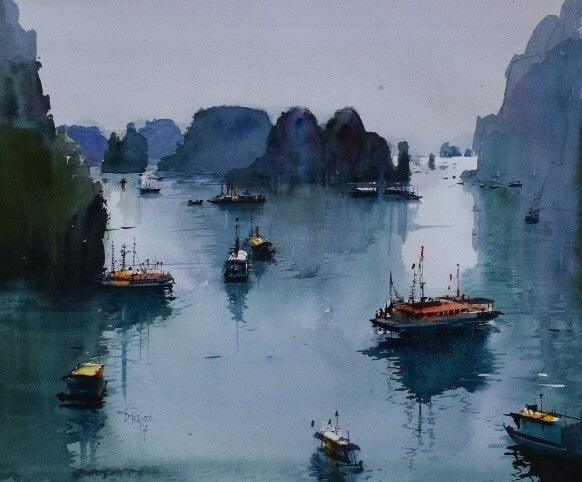 Halong Bay Painting by Bijay Biswaal | ArtZolo.com