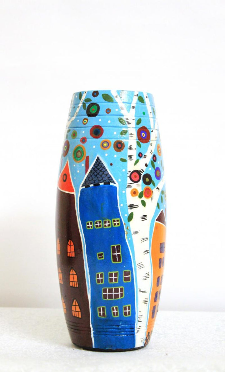 Hand Painted High Rise Vase Handicraft by Akanksha Rastogi | ArtZolo.com