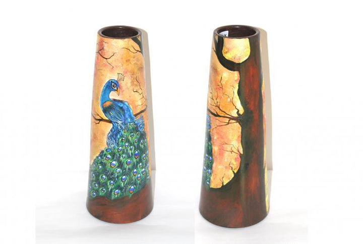 Hand Painted Mayur Vase I Handicraft by Akanksha Rastogi | ArtZolo.com