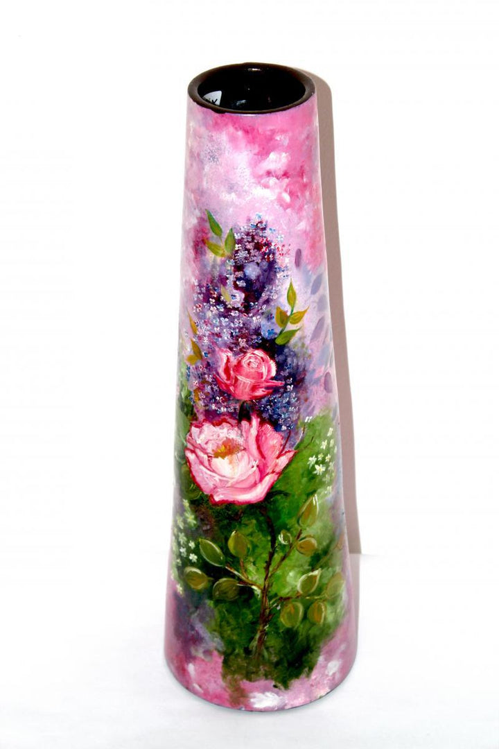 Hand Painted Pink Vase Handicraft by Akanksha Rastogi | ArtZolo.com