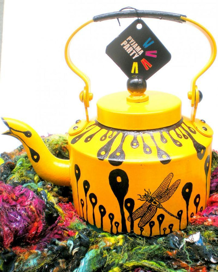 Hand Yellow Tea Kettle Handicraft by Rithika Kumar | ArtZolo.com