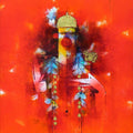 Religious acrylic painting titled 'Hanuman Ji', 60x36 inches, by artist Amol Pawar on Canvas