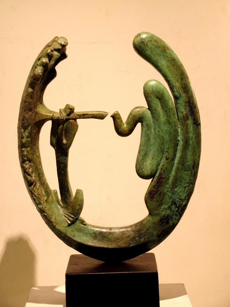 Figurative sculpture titled 'Harmony', 18x14x7 inches, by artist Dilip Paul on Bronze