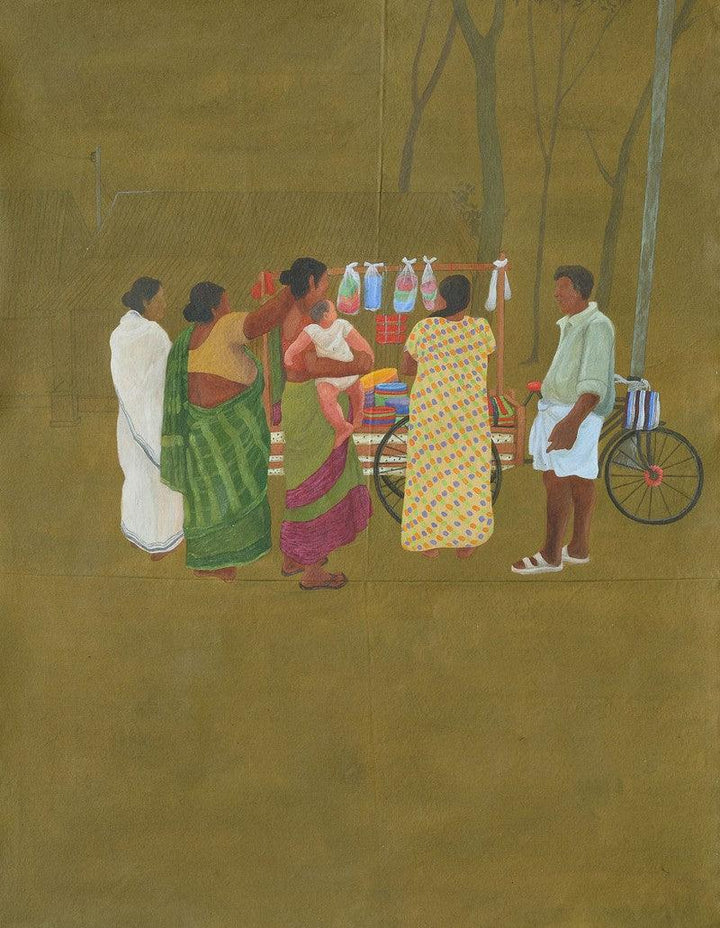 Hawkers And Villagers Painting by Santanu Debnath | ArtZolo.com