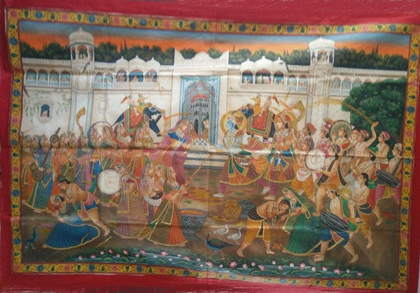Holi Festival Of Krishna Radha Pichwai P Traditional Art by Yugdeepak Soni | ArtZolo.com