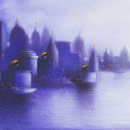 Cityscape acrylic painting titled 'Holy Banaras 2', 12x24 inches, by artist Somnath Bothe on Canvas