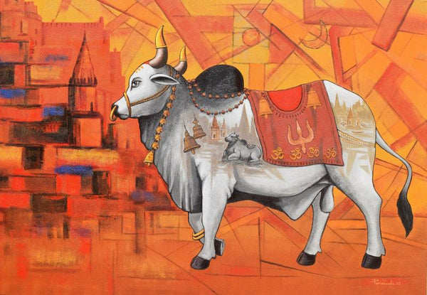 Holy Bull Of Shiva 3 Painting by Purnendu Mandal | ArtZolo.com