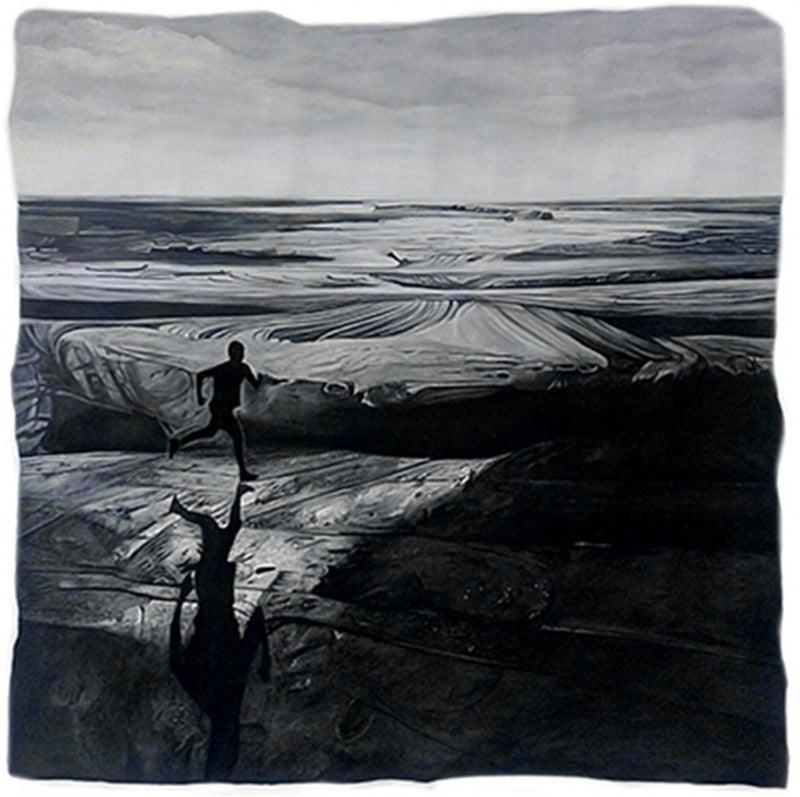 Figurative mixed media painting titled 'Horizon', 30x30 inches, by artist Manish Sharma on Canvas